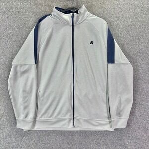 Russell Athletic Track Jacket Men's XL Gray Dri Power 360 Full Zip Mock Neck